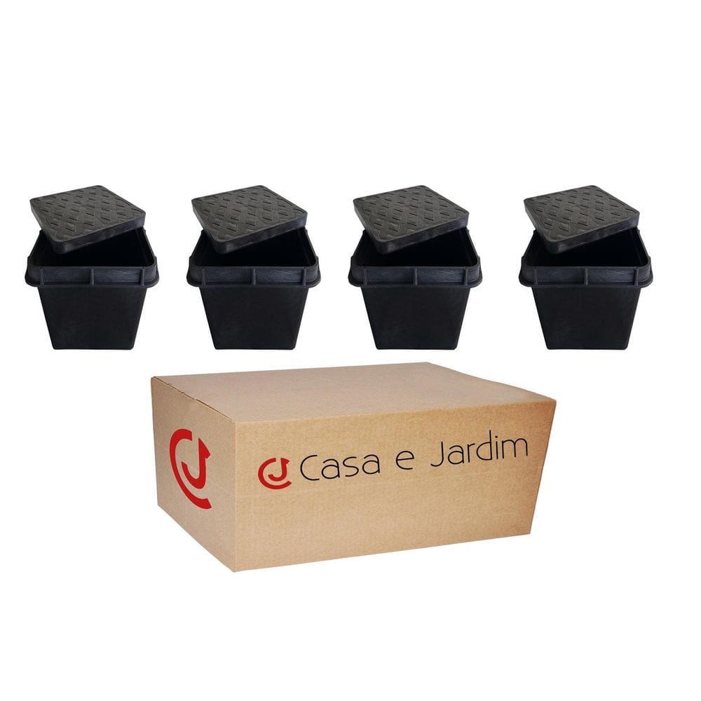 Kit 4 Caixa Com Tampa Para Aterramento Inspeção 25Cm Reforçada