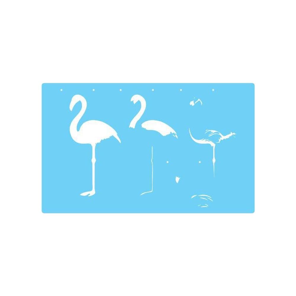 Stencil De Parede Tamako Flamingo - 55 X 90Cm - Ref 339
