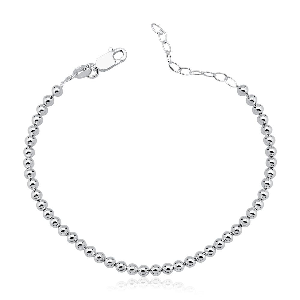 Pulseira De Bolinha 3mm De Prata 925 Com Extensor