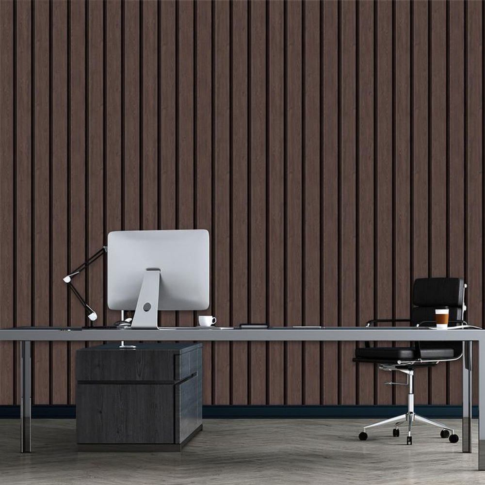 Papel De Parede Ripas De Cerejeira Marrom Lavavel Adesivo