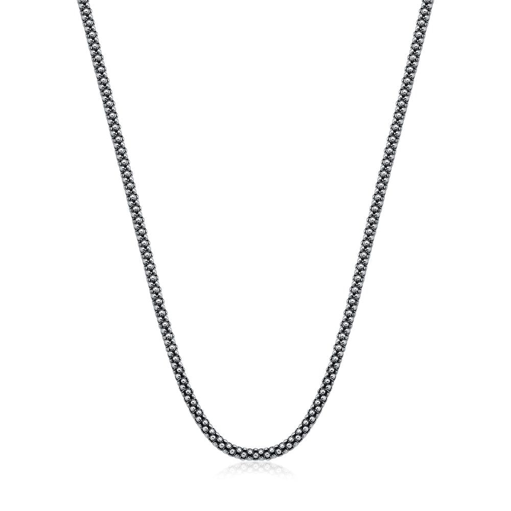 Corrente Pipoca Envelhecida 45cm Bali Prata 925