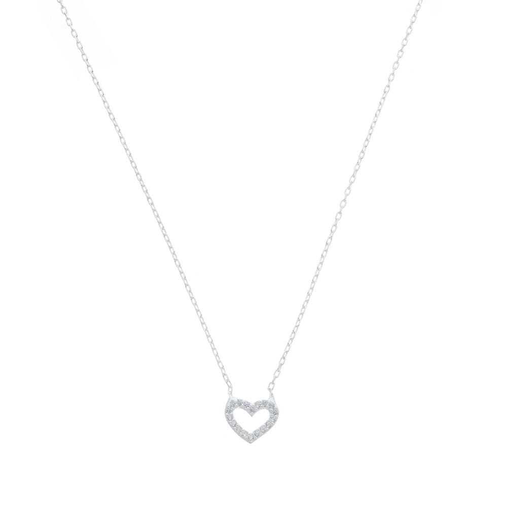Corrente Colar Feminino De Prata 925 Ajustável Coração Cravejado