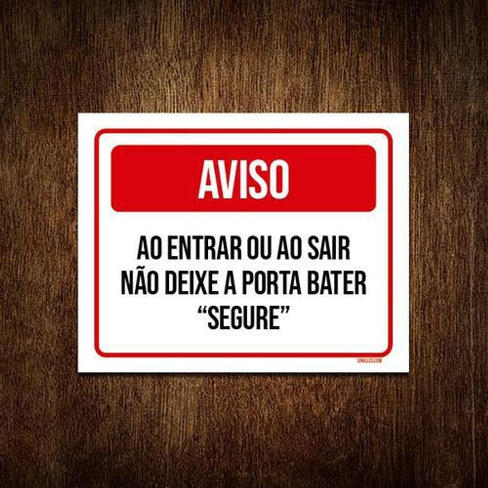 Kit 10 Placas Aviso Entrar/Sair Porta Não Bater 18x23cm