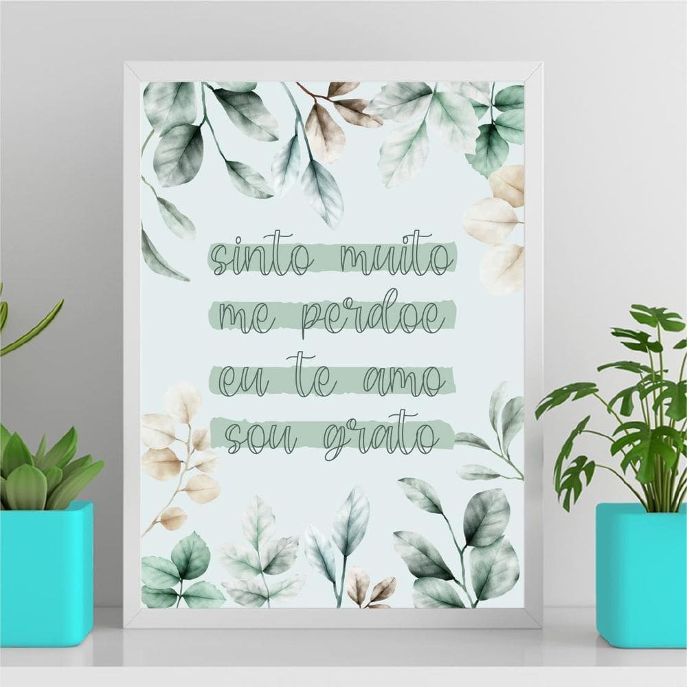 Quadro Sinto Muito Me Perdoe- Folhas 45X34Cm Branca