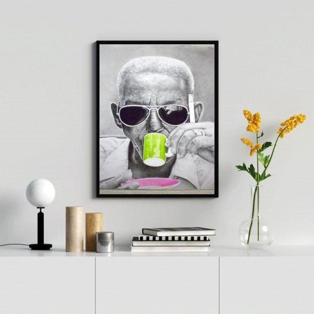 Quadro Decorativo Cartola- Verde E Rosa 33X24Cm