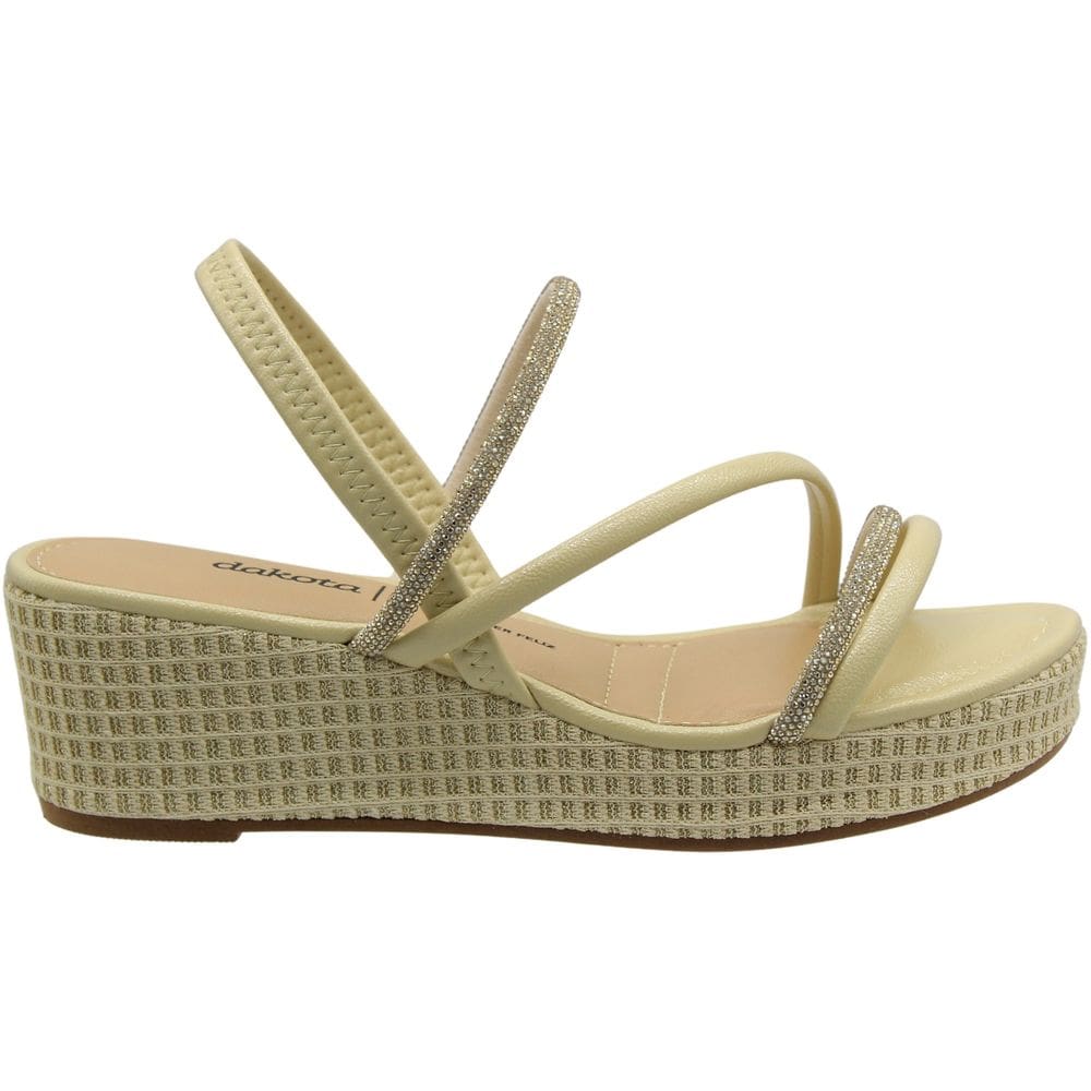 Sandália Anabela Dakota Atlantis Tiras Finas Strass Feminina