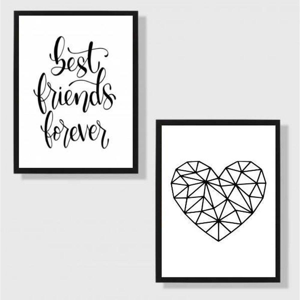 Kit 2 Quadros Best Friends Forever 33X24Cm