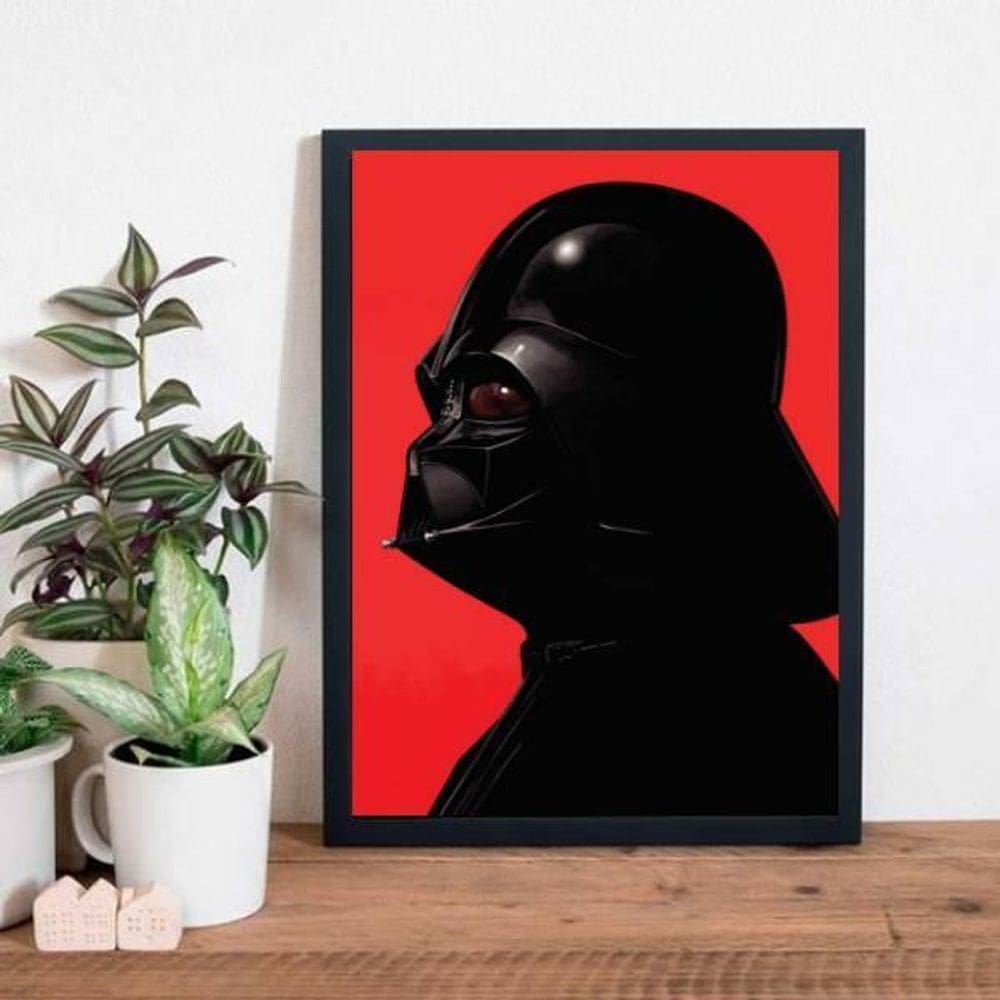 Quadro Desenho Darth Vader Perfil 24X18Cm - Com Vidro