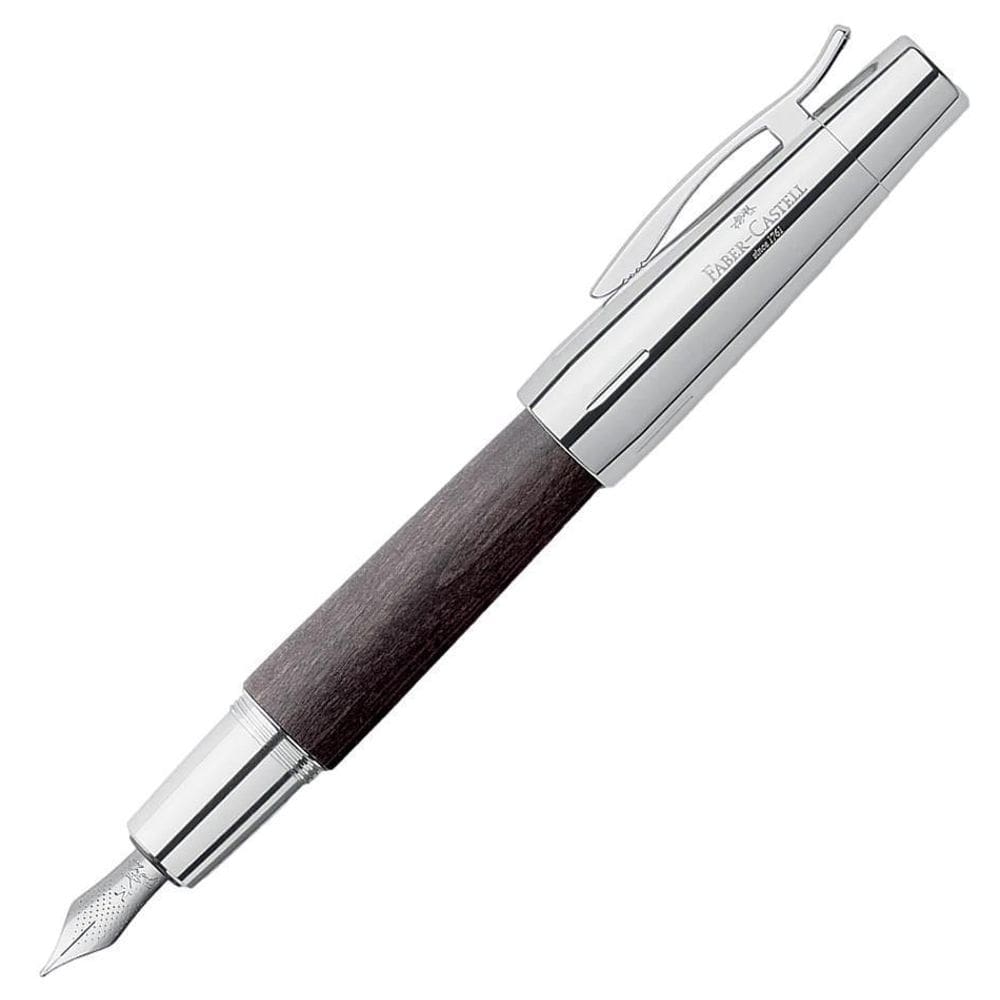 Caneta Tinteiro Faber-Castell E-Motion Chrome & Wood Preta
