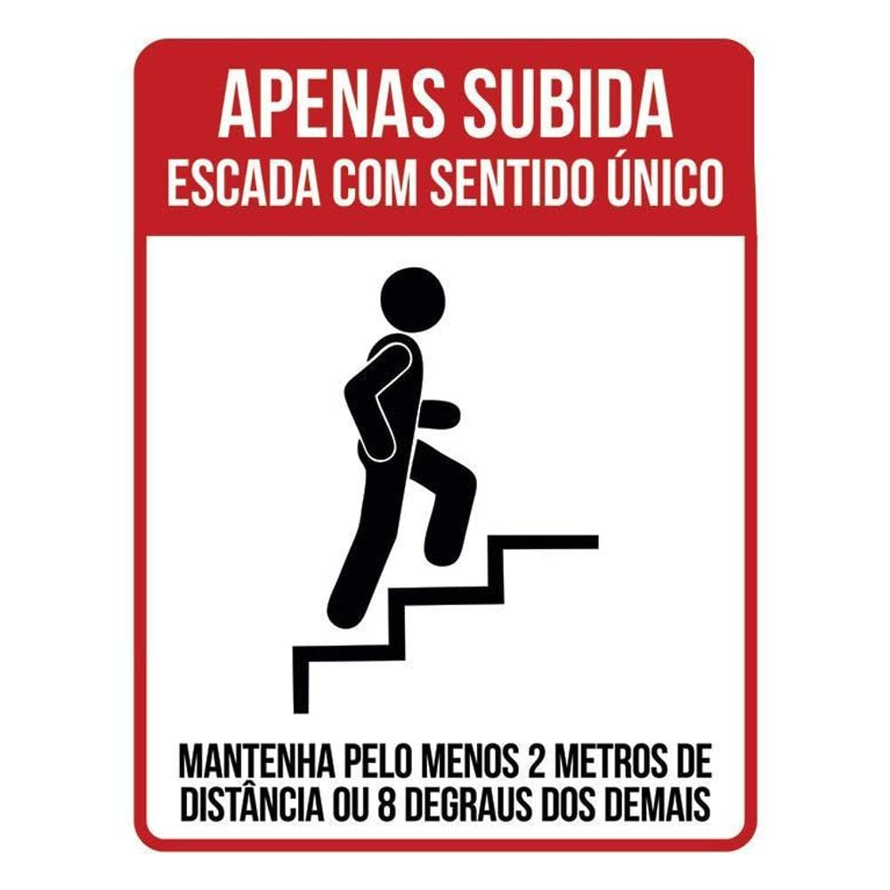 Kit 3 Placas Apenas Subida Escada Sentido Único Distancia