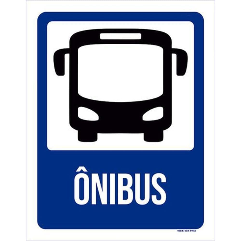 Kit 5 Placas Sinalização - Azul Ônibus Ícone