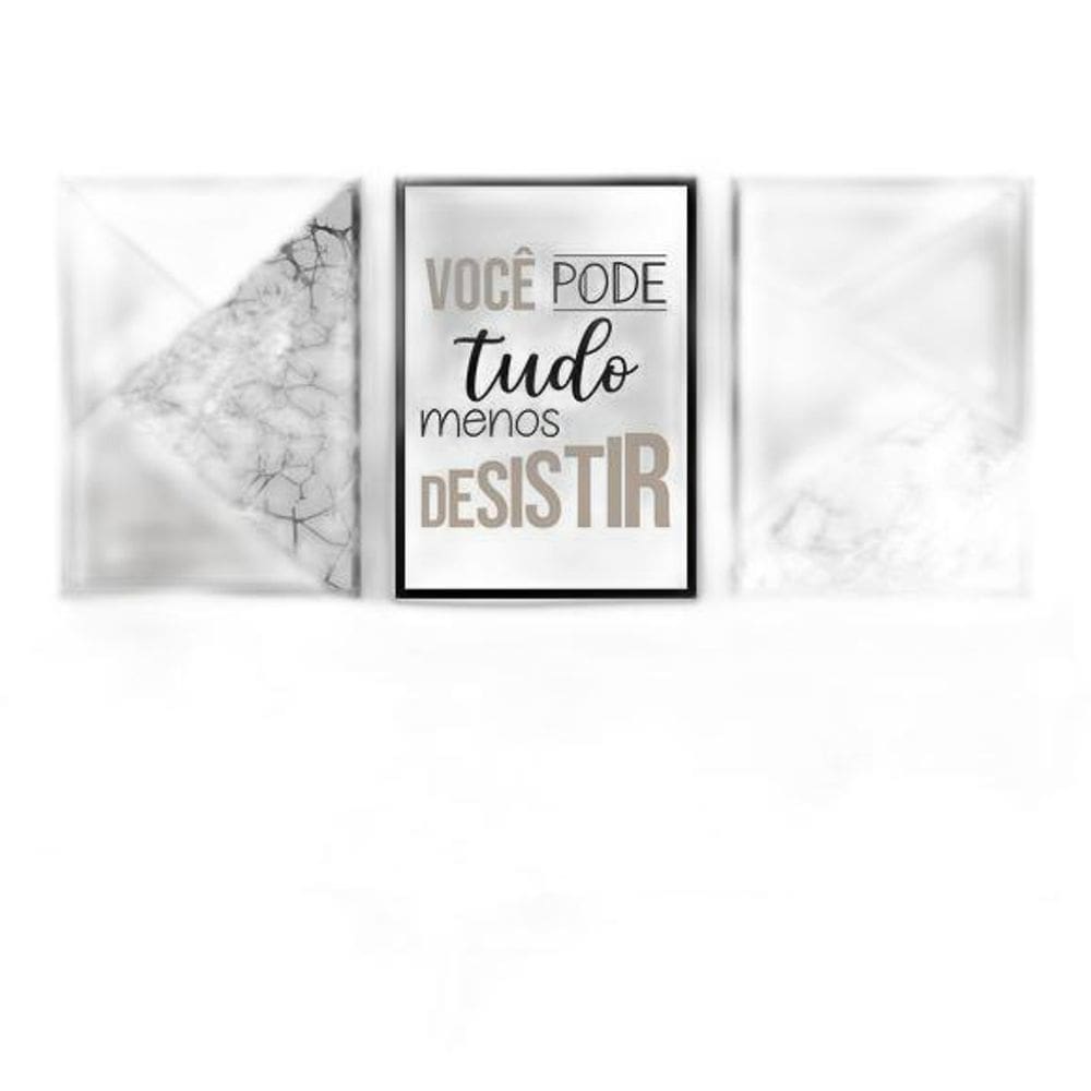 Quadros Você Pode Tudo - Cinza Moldura Preta 24X18Cm 3 Peças