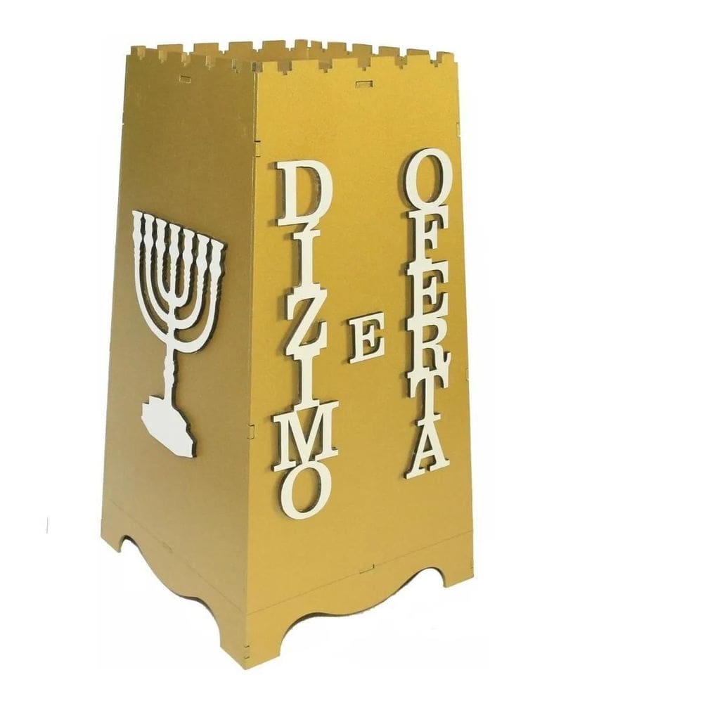 Gazofilácio Dízimos E Ofertas Igreja Em Mdf Dourado Menorá