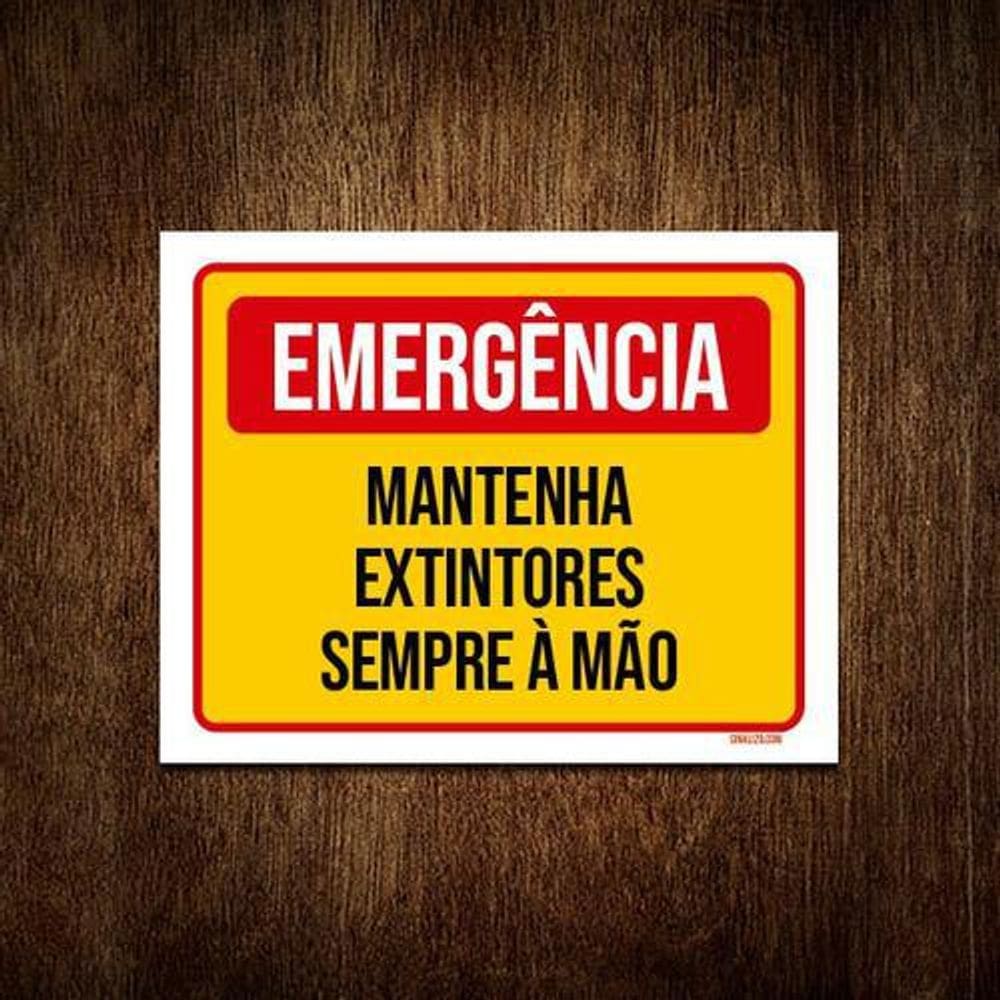 Placa De Sinalização - Emergência Mantenha Extintores 36X46
