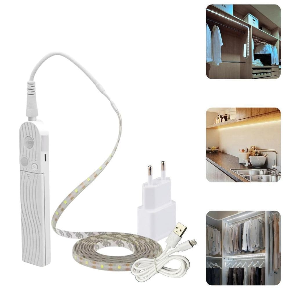 Fita Led Luz Branco Neutro 3M Com Sensor De Presença + Fonte