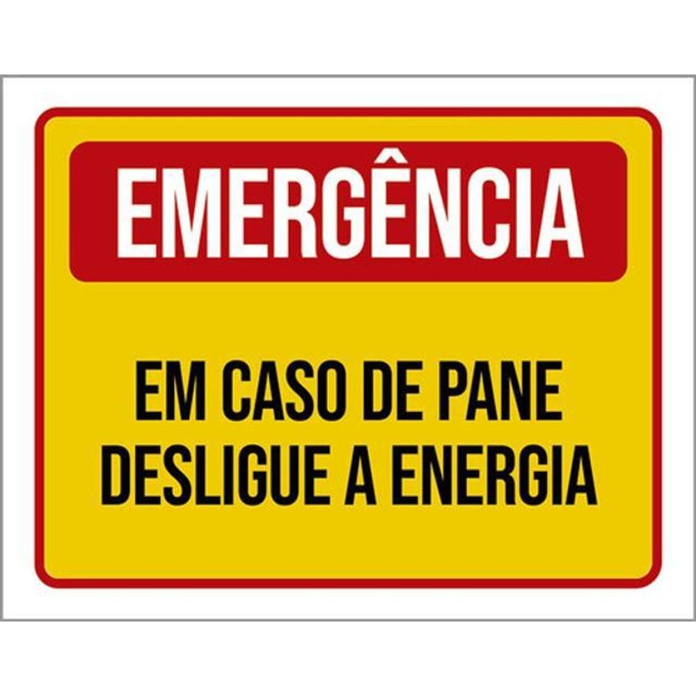 Kit 5 Placas Emergência Em Caso Pane Desligue Energia 36X46