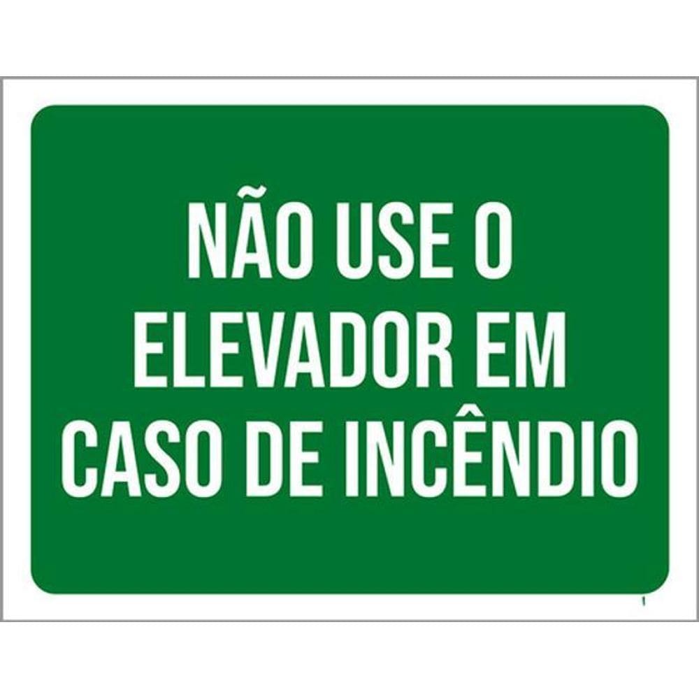 Kit 3 Placas Sinalização - Não Use Elevador Caso Incêndio