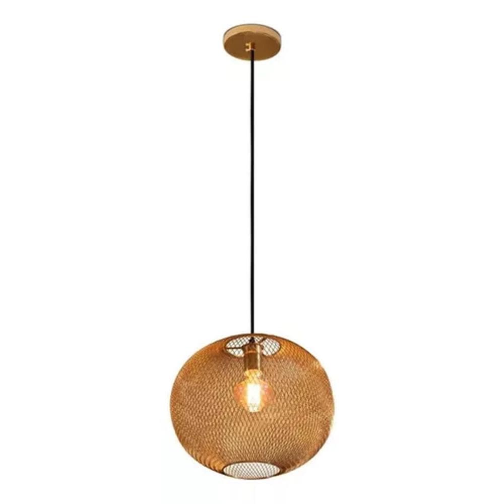 Pendente Aramado Saturno 1 Lamp. E27 Dourado Gold 300X1000Mm