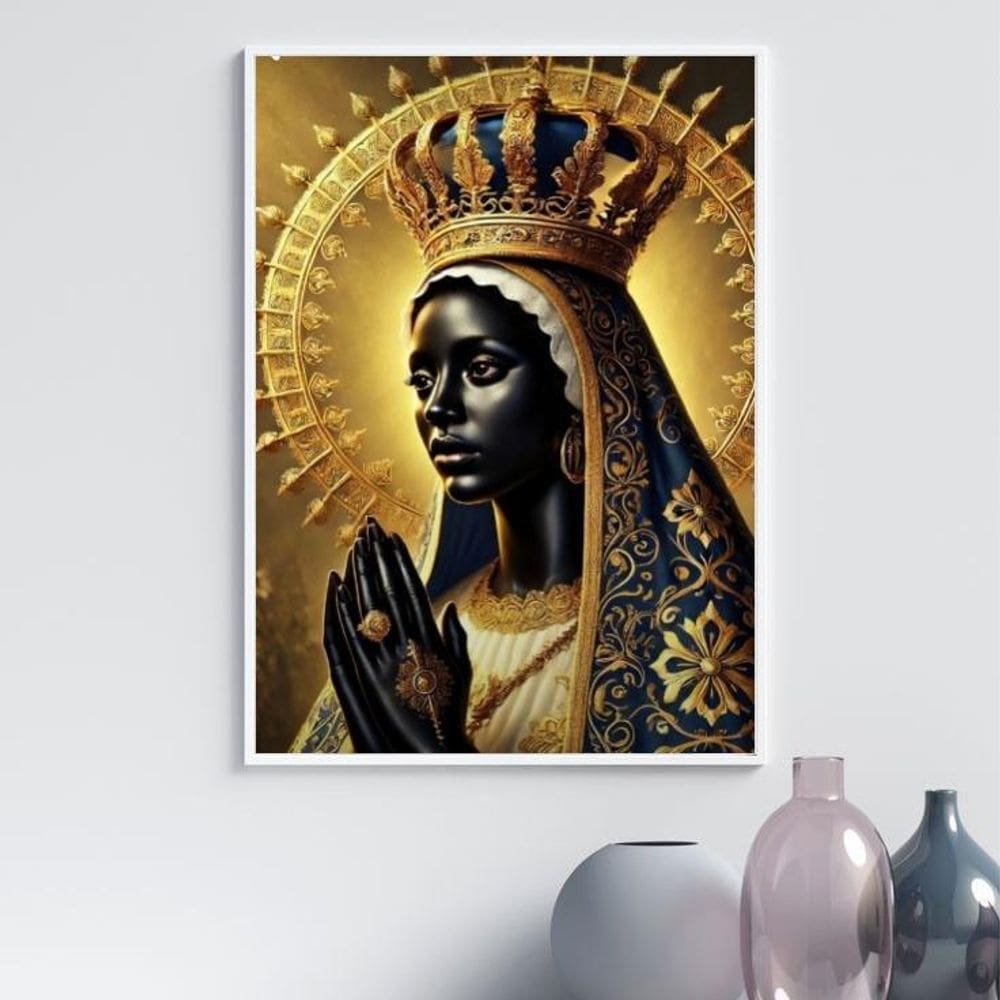 Quadro Nossa Senhora Aparecida - Dourada 45X34Cm - Com Vidro