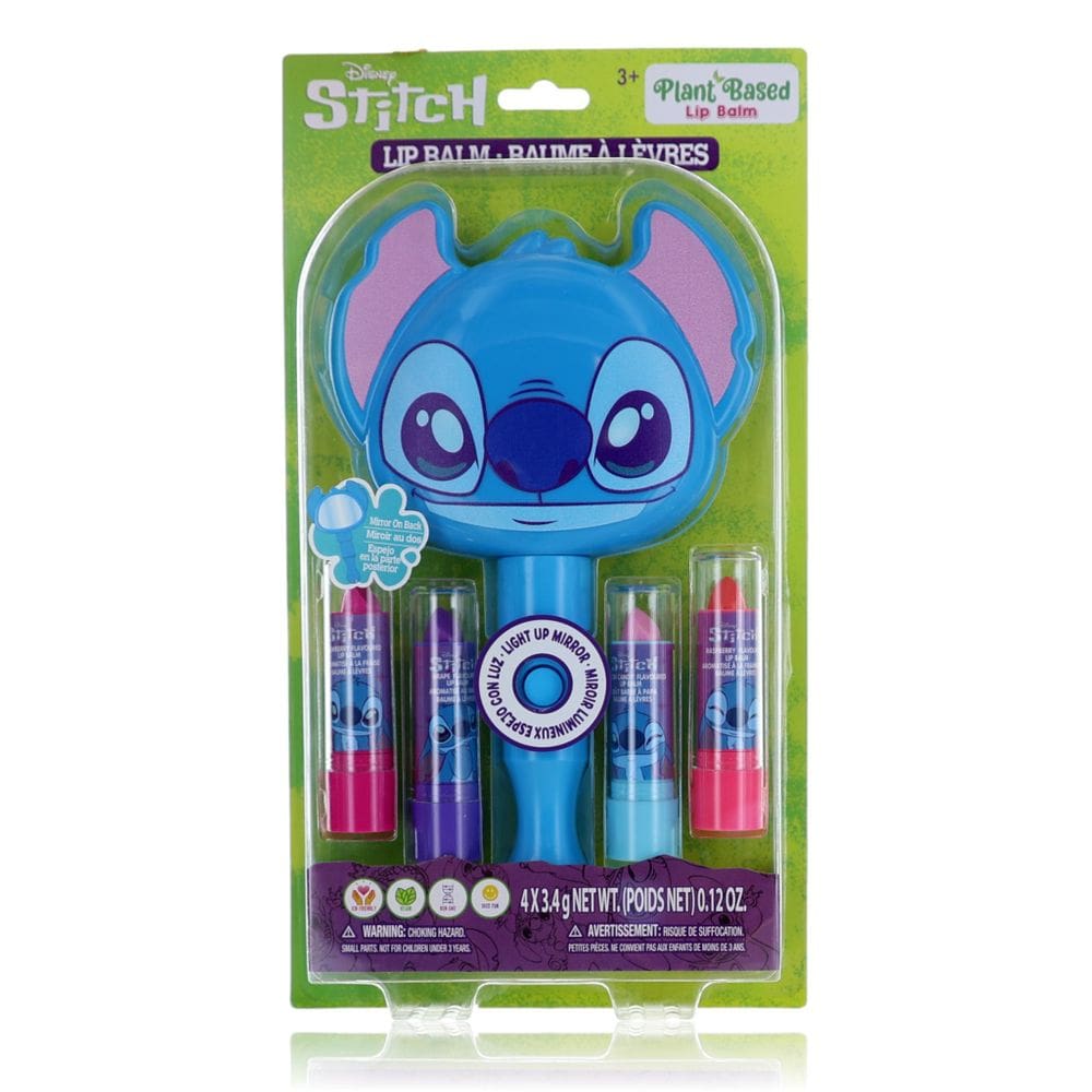 Conjunto de cosméticos Disney Stitch Light Up Mirror com protetor labial para crianças