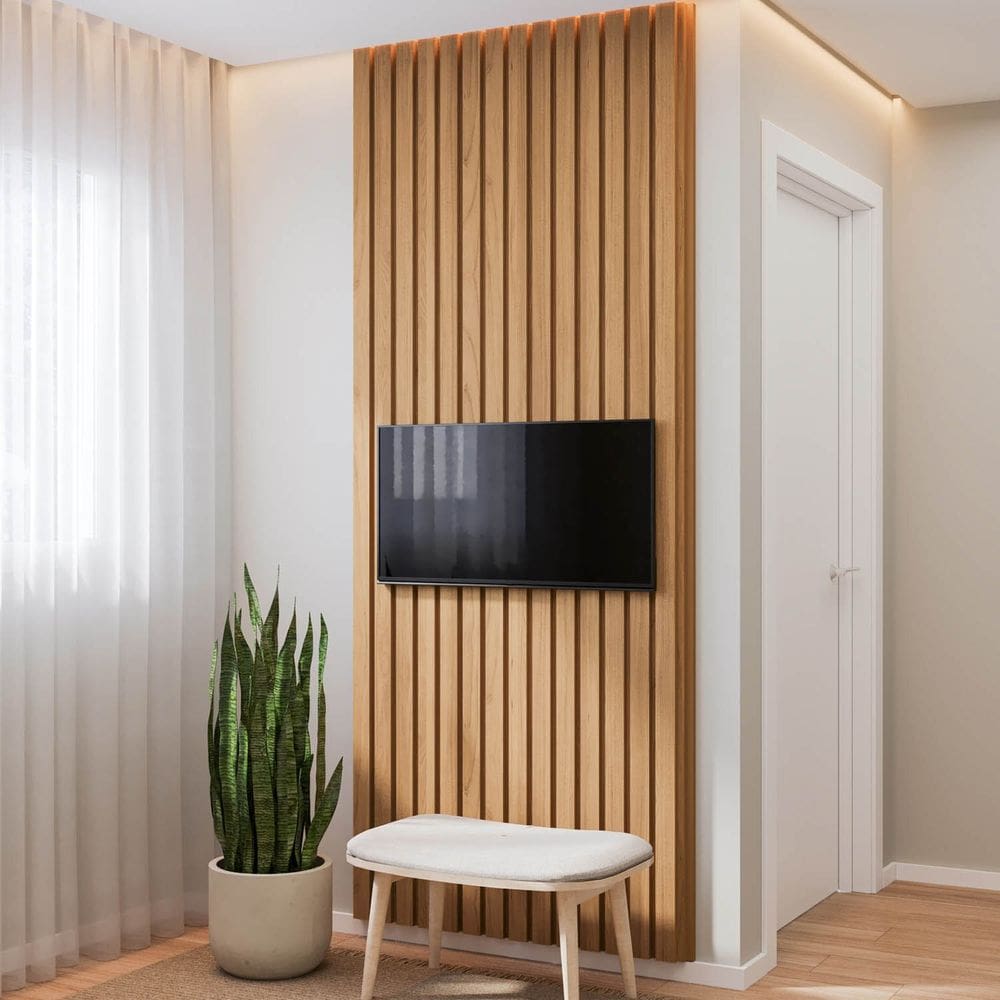 Painel para Tv até 32 Polegadas 80x230cm Ripado Aruá Cabecasa Madeiraoriginals Jatoba