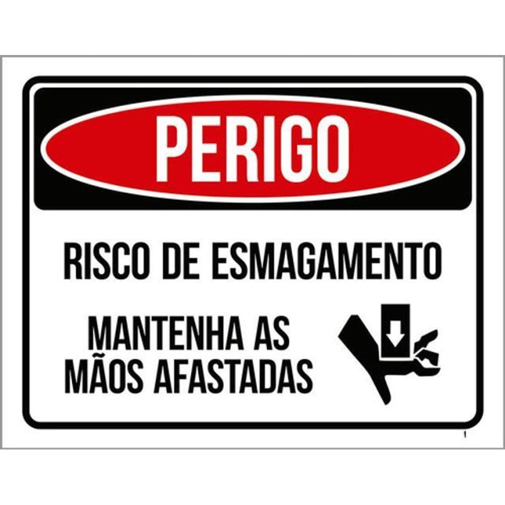 Kit 3 Placas Sinalização - Perigo Risco Esmagamento