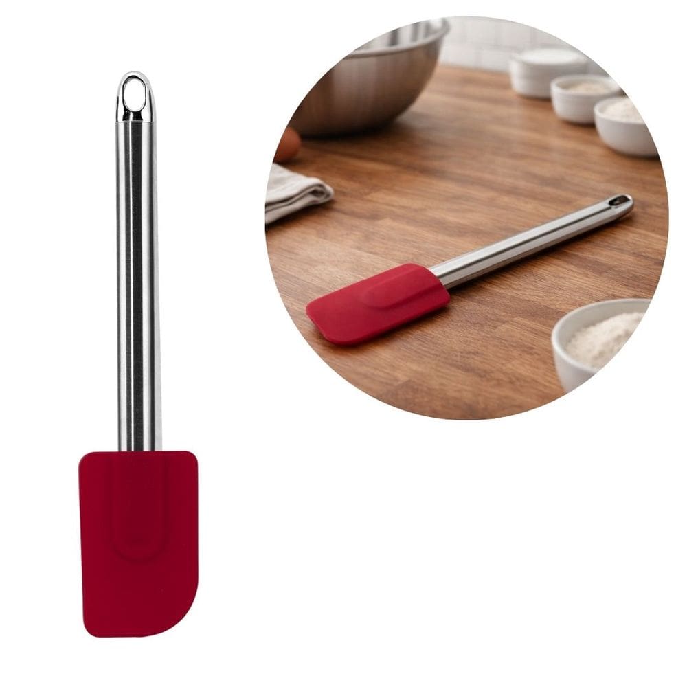 Espátula Culinária Rapa Tudo Silicone Premium Bordô Cabo Inox Elite 26cm - Tuut