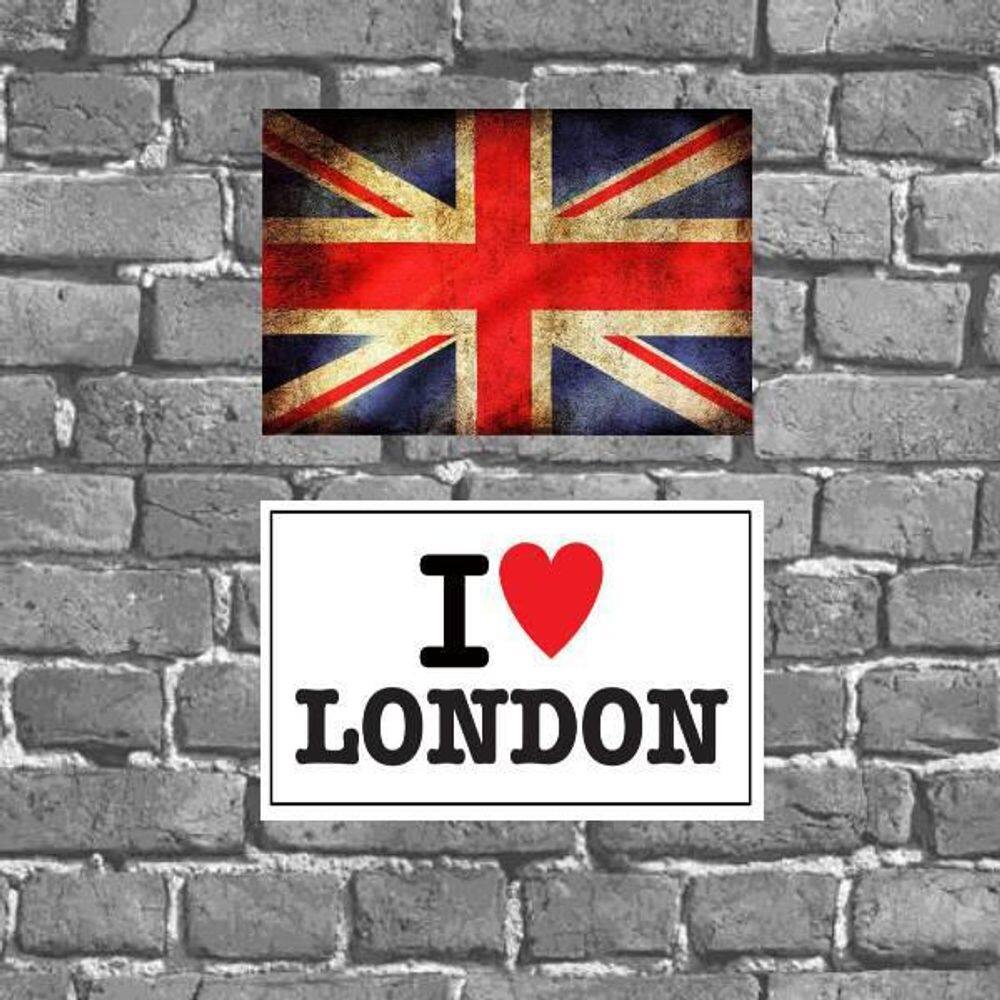Kit 2 Placas Decorativas I Love London 18X27Cm