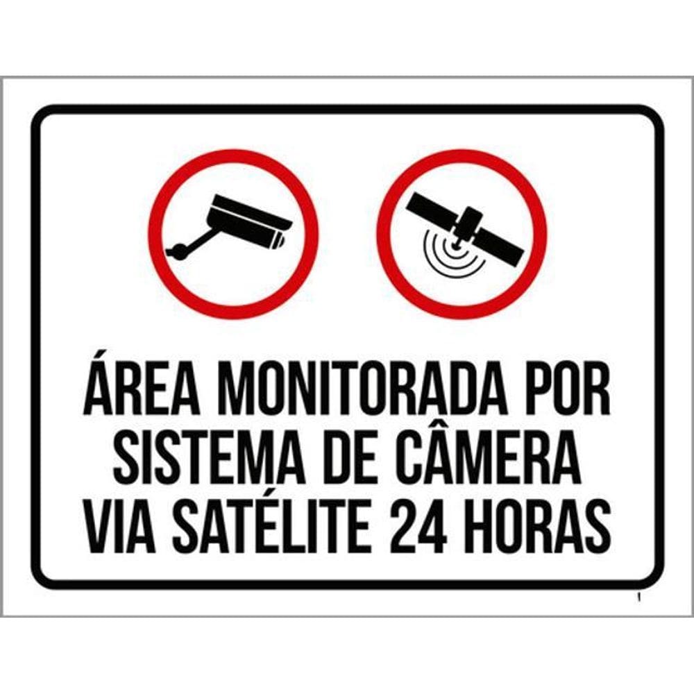 Kit 5 Placas Área Monitorada Câmera Satélite 24 Horas 36X46