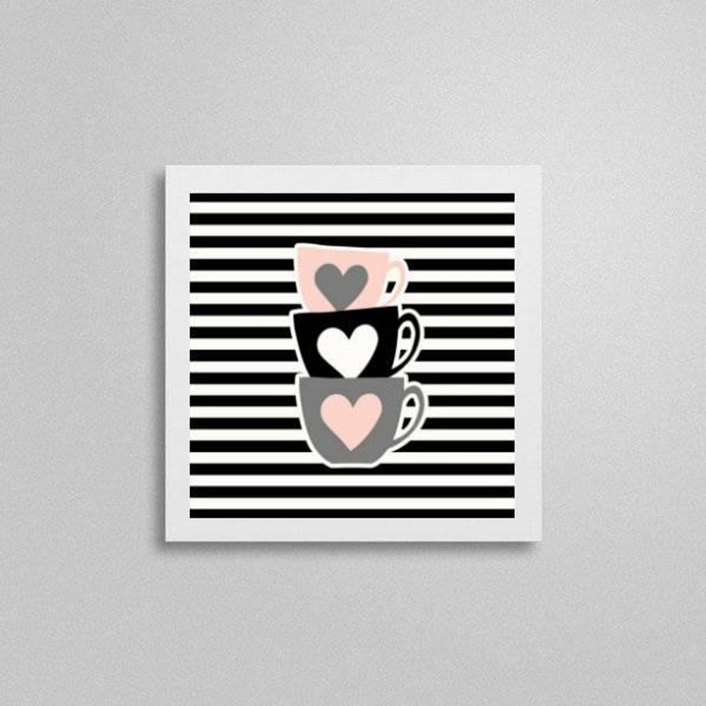 Quadro Quadrado Xícaras De Café 20X20Cm