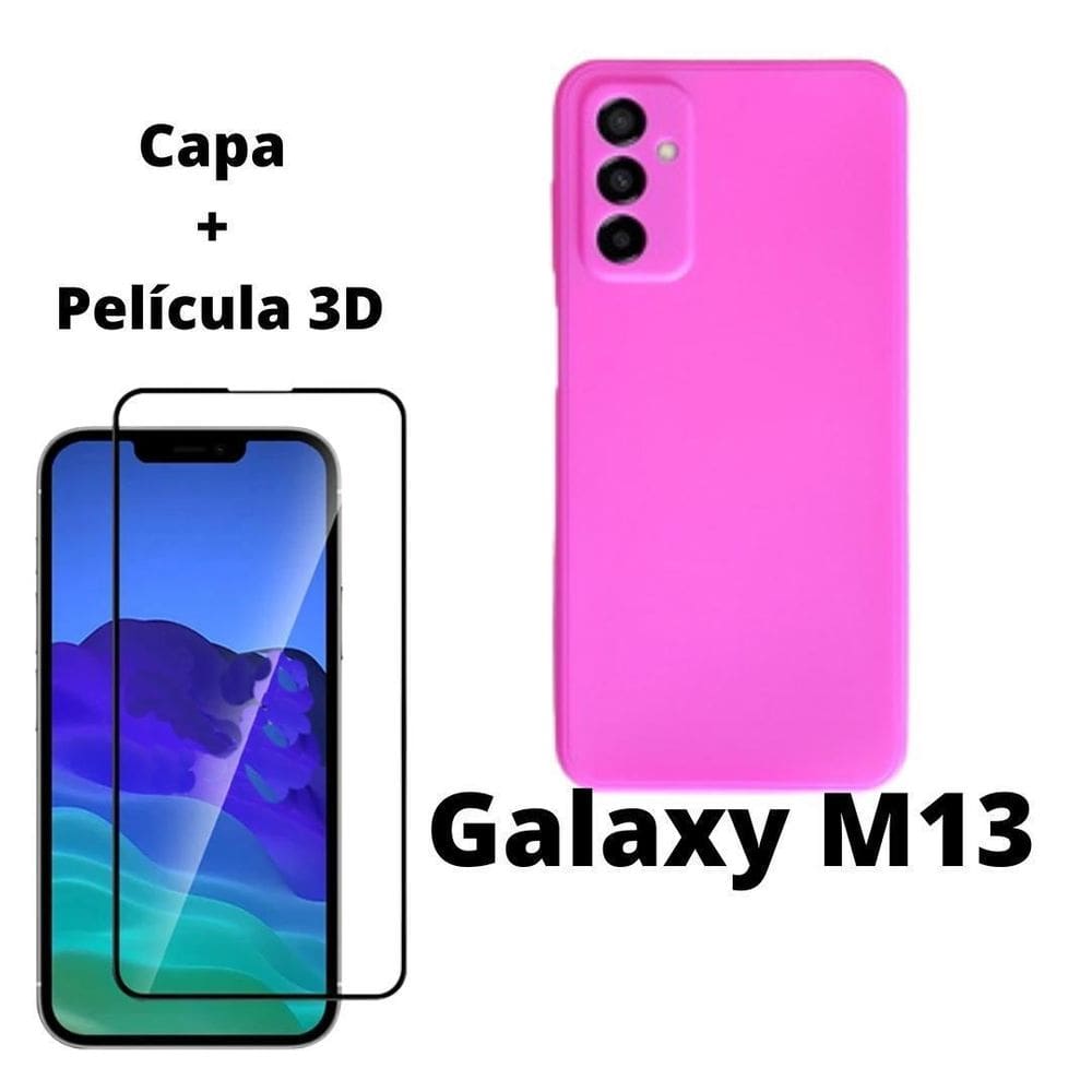 Case Veludo Rosa Compatível Galaxy M13+Pelicula Vidro 3D