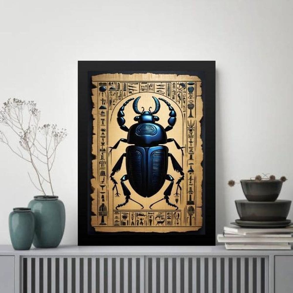Quadro Arte Egípcia - Escaravelho 45X34Cm - Com Vidro