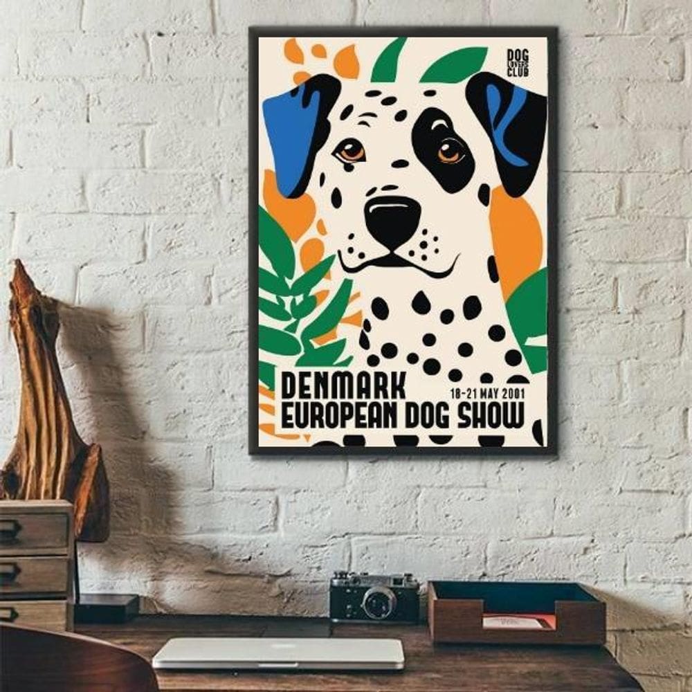 Quadro Dálmata - Denmark Dog Show Poster 45X34Cm - Com Vidro