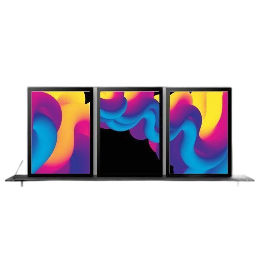 Quadros Ondas Tridimensionais Moldura Preta 24X18Cm 3 Peças