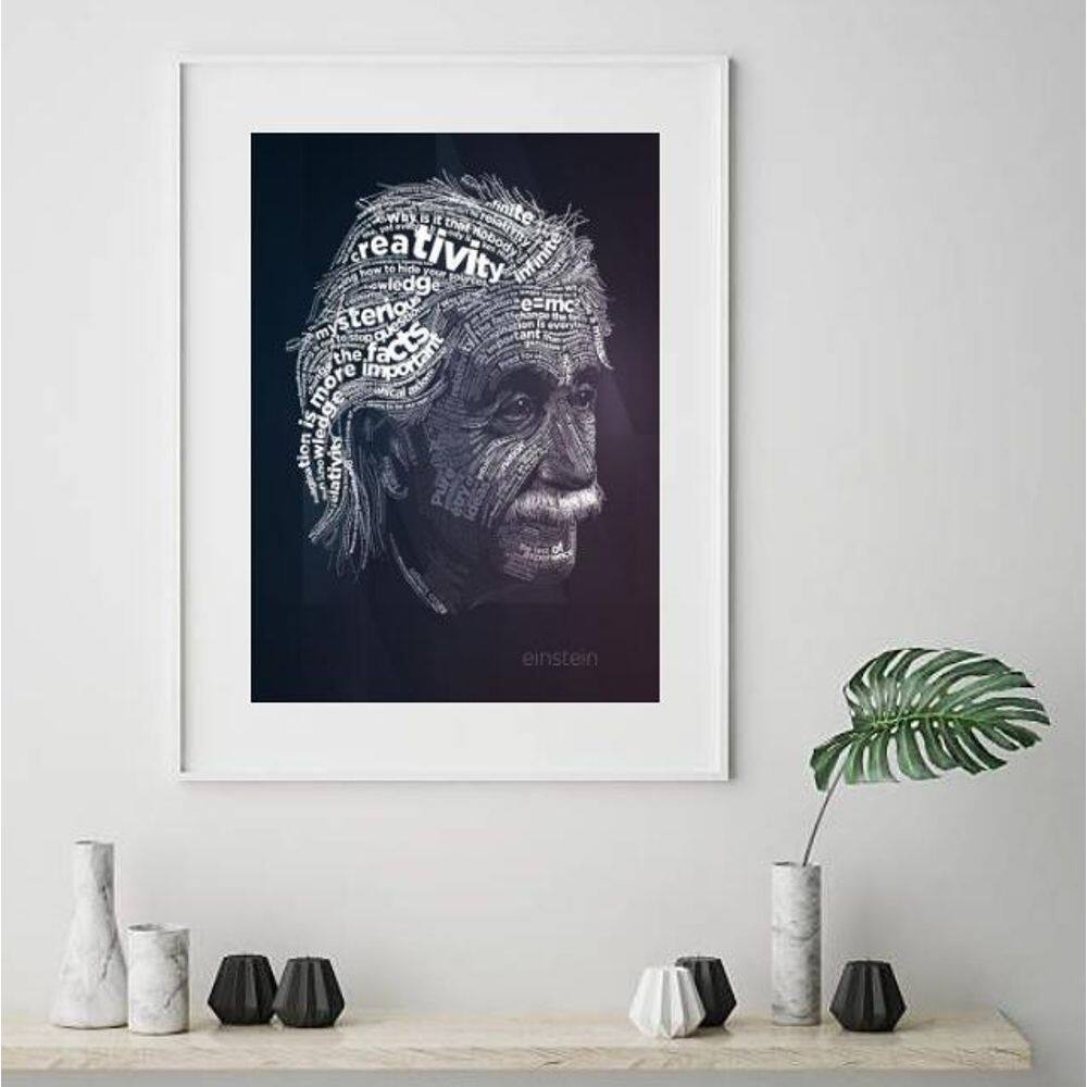 Quadro Albert Einstein - Palavras - 60X48Cm