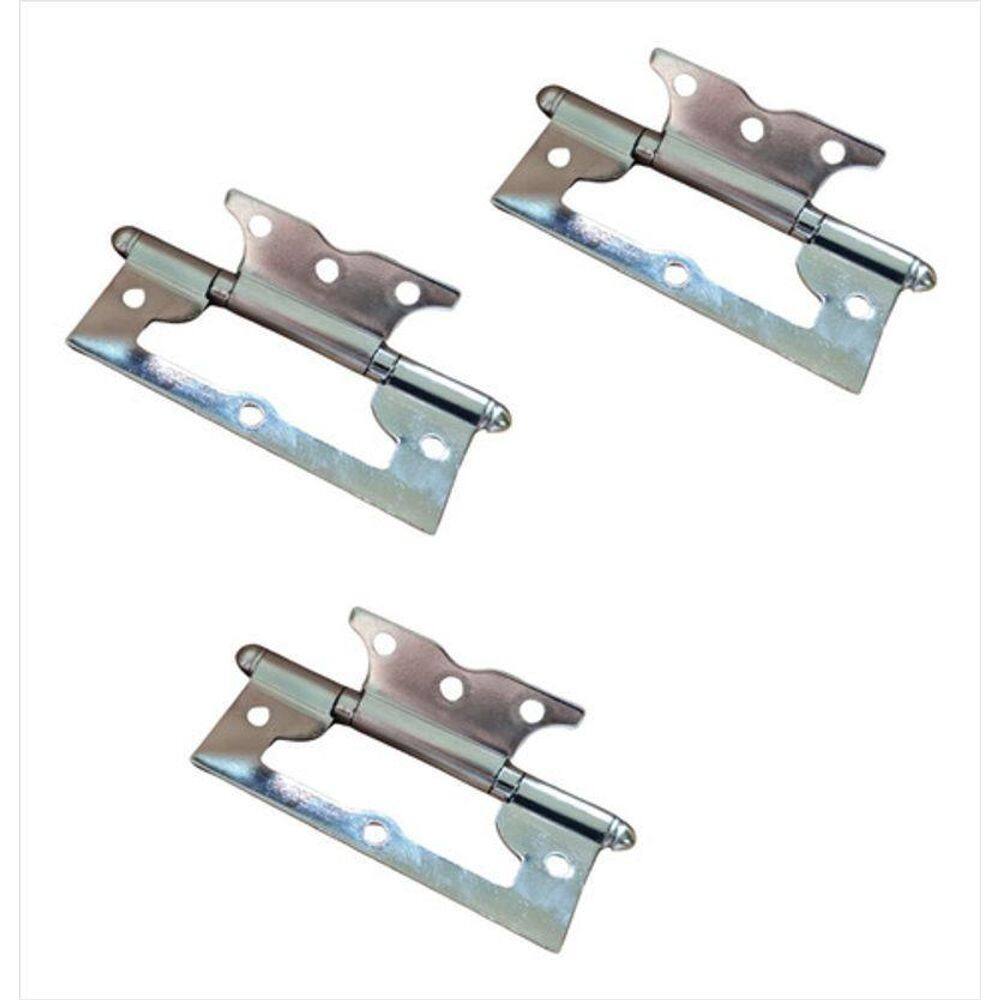 Kit Dobradiças Cromada Não Precisa De Rebaixo Sobrepor