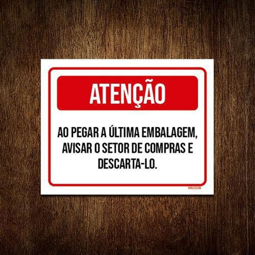 Kit 10 Placa Atenção Pegar Última Embalagem Avisar Compras