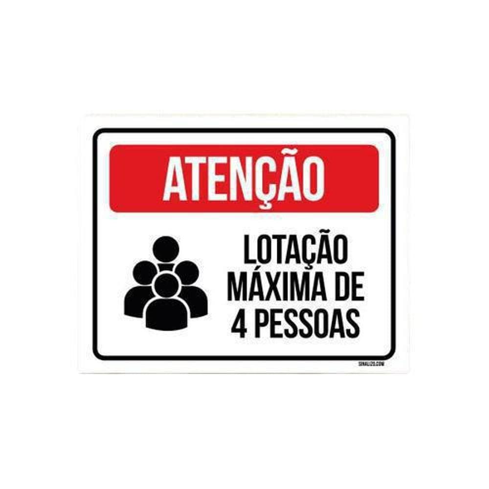 Kit 3 Placas Atenção Lotação Máxima De 4 Pessoas