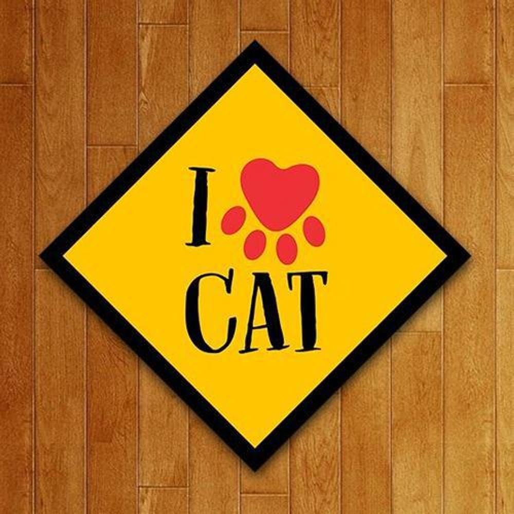 Placa Quadro Decorativo Pet - I Love Cat  36X36