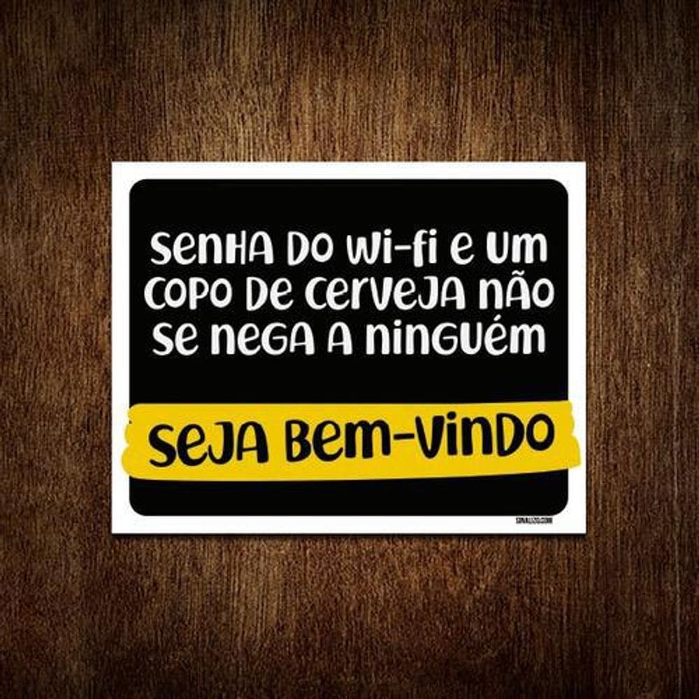 Placa Senha Do Wifi Copo Cerveja Bem Vindo 36X46