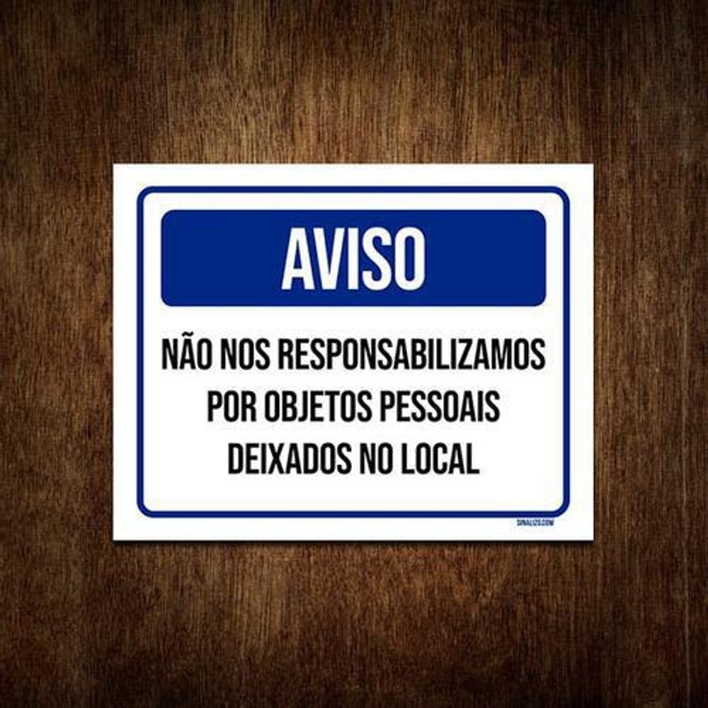 Placa De Sinalização - Aviso Objetos Pessoais 36X46