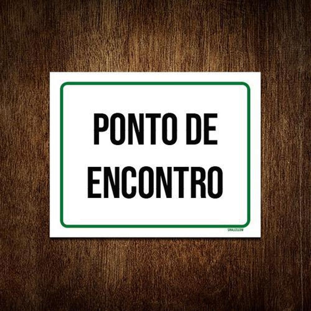 Kit 5 Placa Verde Sinalização Ponto De Encontro
