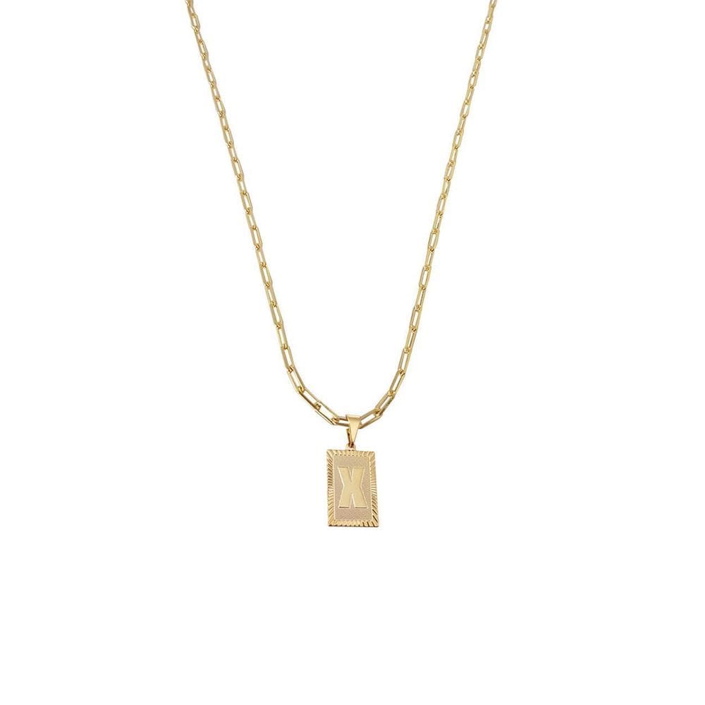 Cordão 45Cm Masculino Feminino Pingente Letra X Banhado Ouro