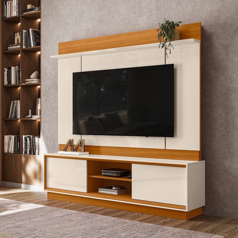 Estante para Tv 75 Polegadas 186,5cm Siena Cinamomo/Off-White