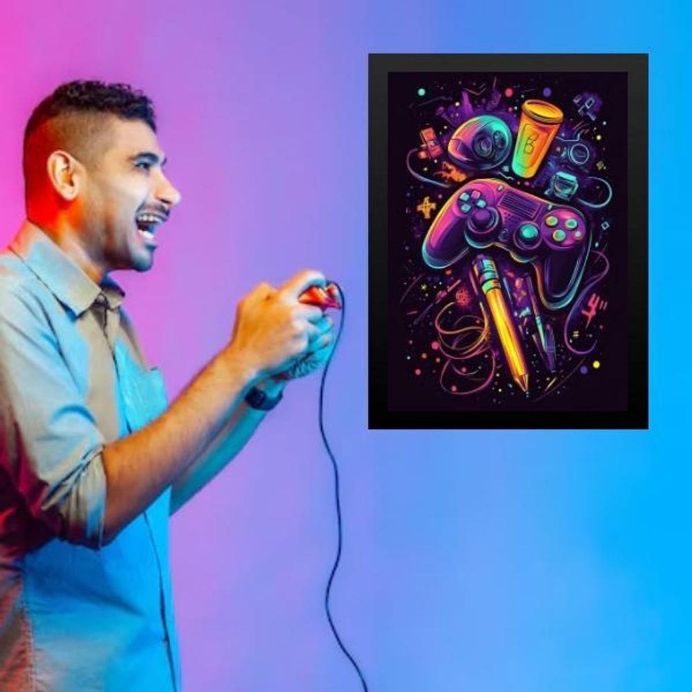 Quadro Quarto Adolescente Gamer 33X24Cm - Com Vidro