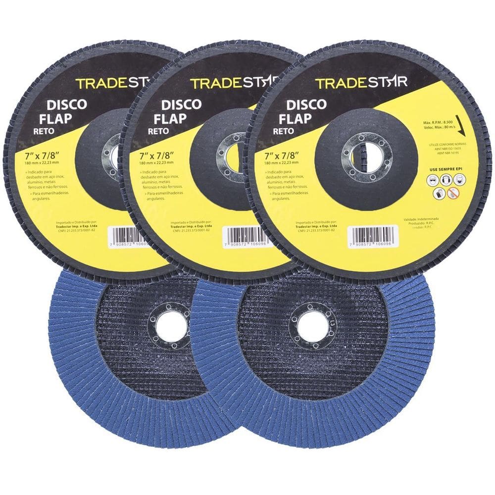 Kit Disco De Lixa Flap 7 Pol Grão 60 Lixadeira 05 Un Reto