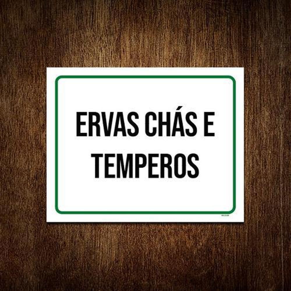 Kit 5 Placa Sinalização Verde - Plantas Ervas Chás Temperos