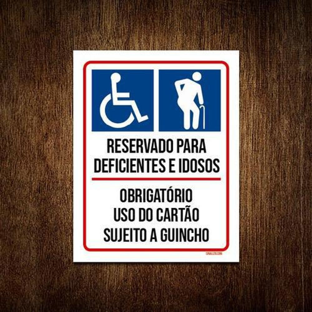 Kit 3 Placas Vaga Exclusiva Deficientes E Idosos