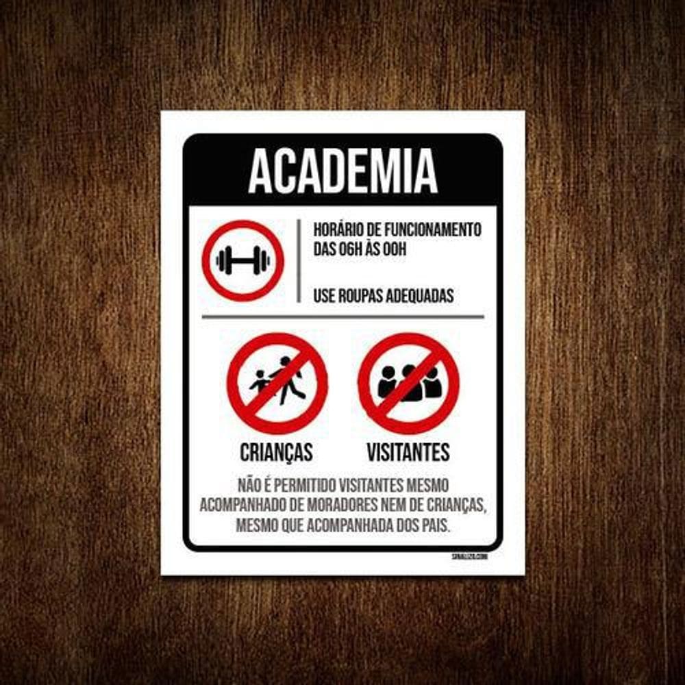 Kit 3 Placas Regras Normas Uso Academia