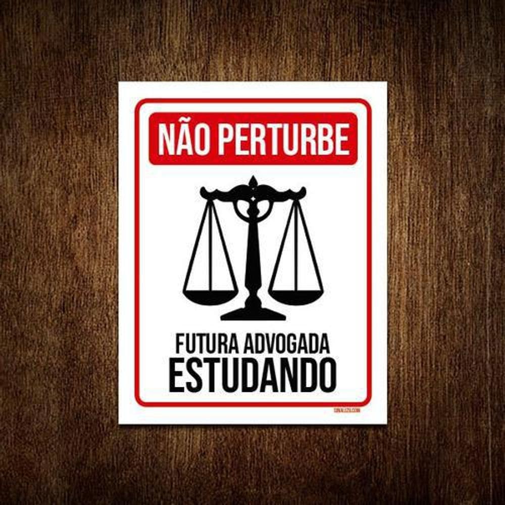 Placa Não Perturbe - Futura Advogada Estudando 36X46